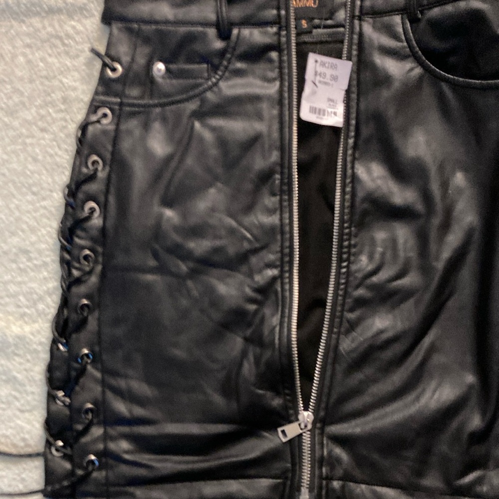 AKIRA Black Lace-Up Faux Leather Skirt